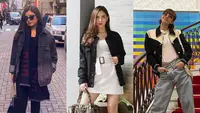 Valencia Tanoesoedibjo tampil kece memadukan top, long pants, syal dan jaket serba hitam. [Foto: IG/valenciatanoe].