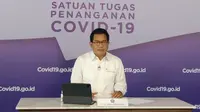 Saat konferensi pers di Graha BNPB, Jakarta, Selasa (18/5/2021), Juru Bicara Satgas COVID-19 Wiku Adisasmito menyayangkan ada 122.899 orang yang mendapat teguran di tempat wisata secara nasional. (Tim Komunikasi Satgas COVID-19/Damar)