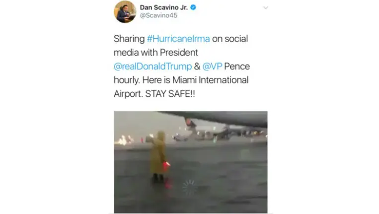 Cuitan Dan Scavino soal Badai Irma (Twitter)