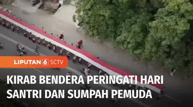 Hari Santri dan Sumpah Pemuda, kirab bendera merah putih terpanjang ini juga untuk mengenalkan situs-situs purbakala warisan Kerajaan Majapahit ke kalangan santri.