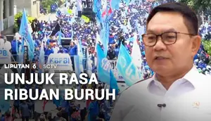 Ribuan Buruh kembali Berunjuk Rasa