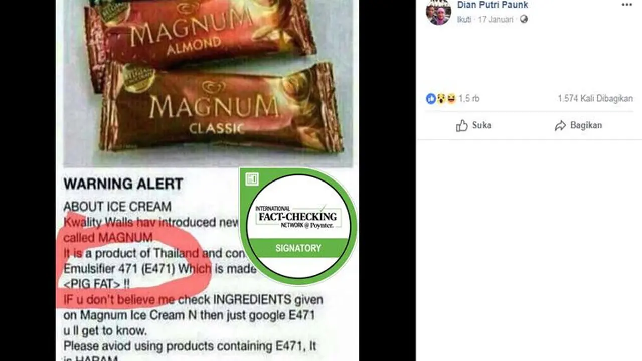 [Cek Fakta] Es Krim Magnum Mengandung Lemak Babi?