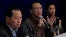 Mantan Menteri Agama Suryadharma Ali menggelar konferensi pers terkait keinginan dirinya untuk mengajukan pra peradilan status tersangkanya, Jakarta, Senin (23/2/2015). (Liputan6.com/Faisal R Syam)