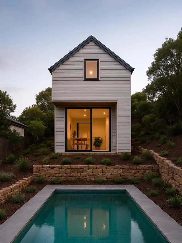Model Rumah Kecil dengan Kolam Renang Mini