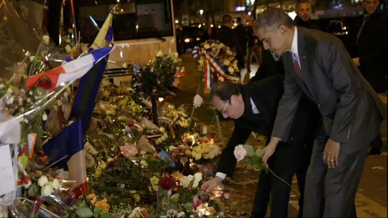 Setangkai Mawar Putih Obama Teruntuk Korban Teror Paris