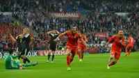 CIAMIK - Winger timnas Wales, Gareth Bale tampil ciamik saat menghadapi Belgia di laga lanjutan Grup B kualifikasi Piala Eropa 2016. Bale sukses mencetak satu gol sekaligus membawa Wales menang 1-0. (GLYN KIRK/AFP)