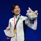 Perenang Jepang, Rikako Ikee, meraih gelar Most Valuable Player (MVP) Asian Games 2018 setelah meraih enam medali emas dan mencetak enam rekor renang. (AFP/Martin Bureau)