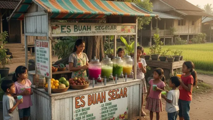 Ilustrasi Jualan Es di Desa (Sumber: Gemini AI
