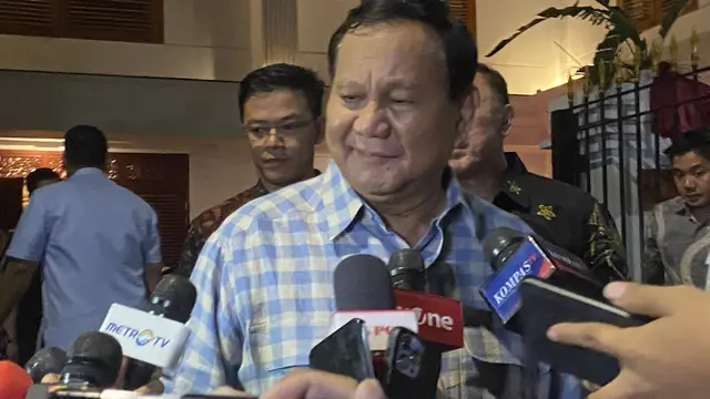 Ketua Umum Partai Gerindra Prabowo Subianto saat ditemui wartawan di Kediamannya, Kertanegara Nomor IV, Jakarta Selatan, Selasa (17/10/2023).