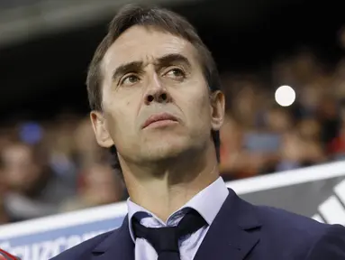 Real Madrid melalui situs resmi mengumumkan pelatih baru pengganti Zinedine Zidane pada Selasa (12/6/2018). Los Blancos menunjuk pelatih timnas Spanyol, Julen Lopetegui, sebagai pelatih baru. (AP/Miguel Morenatti)