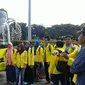 Mahasiswa bersiap menggelar demo di depan Istana (Liputan6.com/ Audrey Santoso)