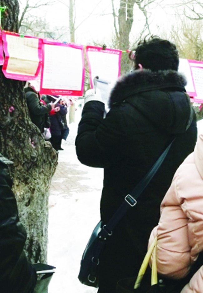 Seorang ibu sedang serius melihat iklan mencari jodoh | foto: copyright chinadaily.com.cn