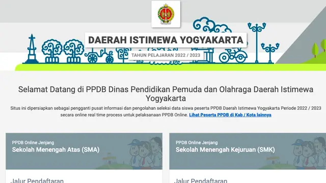 Pendaftaran Penerimaan Peserta Didik Baru untuk siswa SMA/SMK Negeri di Daerah Istimewa Yogyakarta atau PPDB Jogja 2022 telah dibuka mulai hari ini.