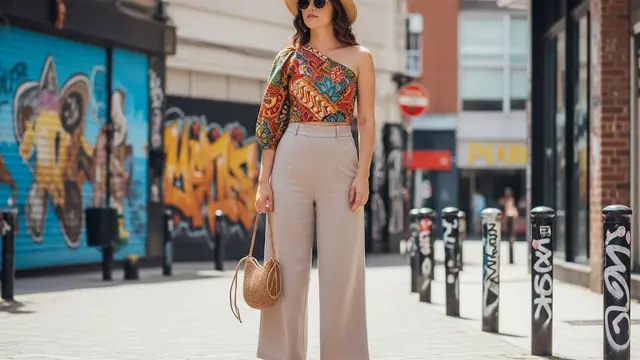 Batik One Shoulder Crop Top