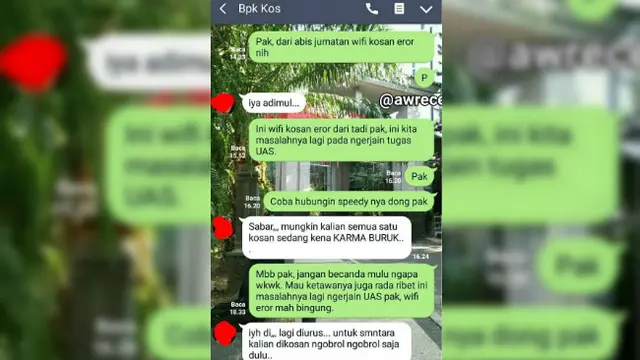 Bapak kos ini tak segan untuk menghubungi anak kosnya untuk sekadar bercanda.