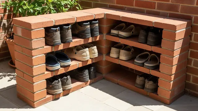 Ide Rak Sepatu Outdoor dari Bata Merah Susun