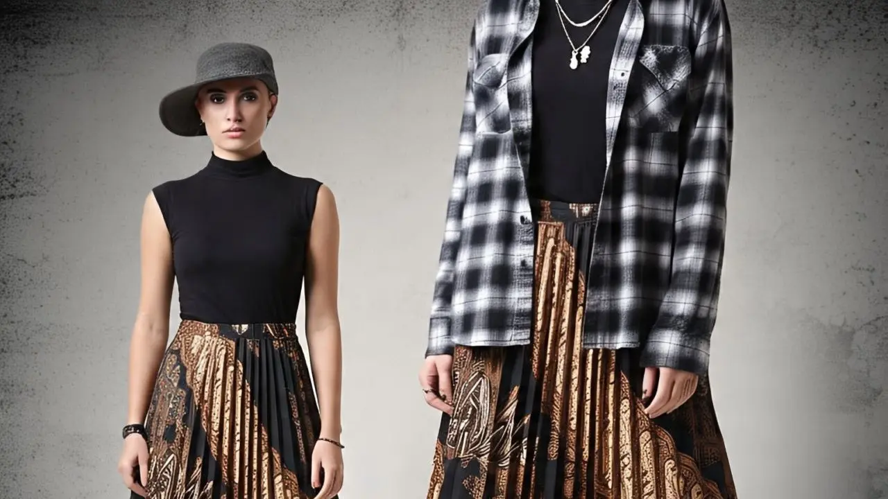 Rok Batik Plisket dengan Grunge Elements