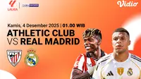 Siaran Langsung LaLiga 2025/26: Athletic Club vs Real Madrid, Eksklusif di Vidio
