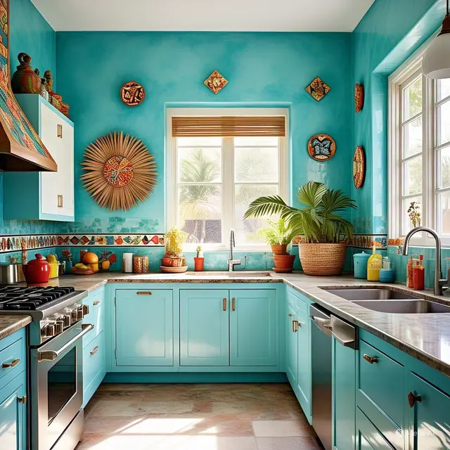 Kombinasi Warna Cat Dapur dengan Lemari Putih