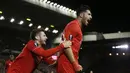 Gelandang Liverpool, Emre Can merayakan gol yang dicetak ke gawang Rubin Kazan pada laga Liga Europa di Stadion Anfield, Inggris, Kamis (22/10/2015). (Reuters/Phil Noble)