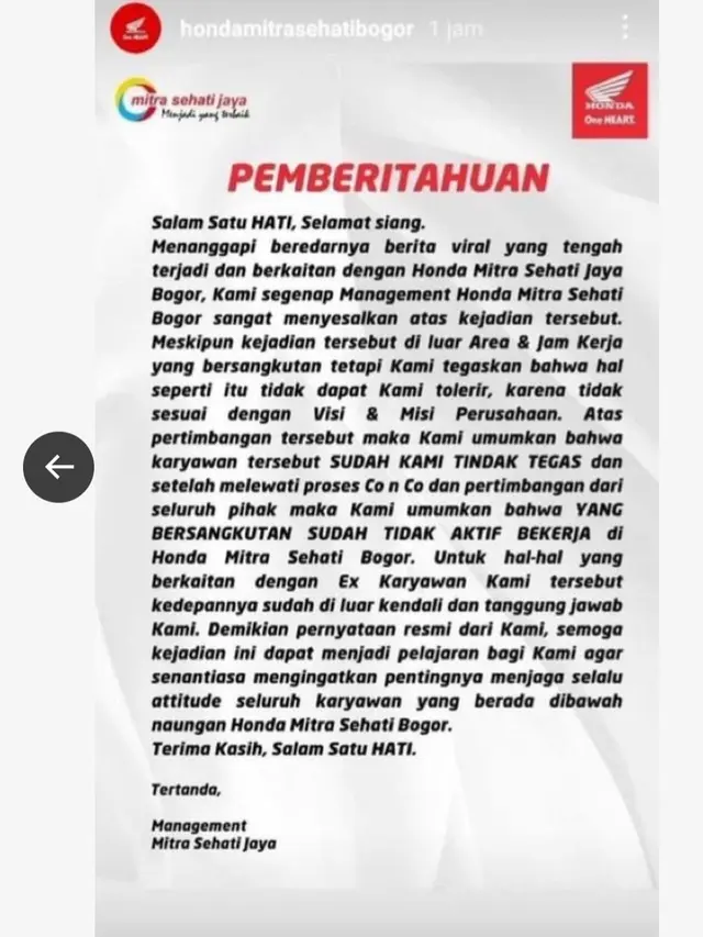Viral Video SPG Dealer Honda Bogor Tertawai Ibu di Bioskop, Dipecat dari Kantornya. Foto: Twitter @kegblgnnunfaedh.