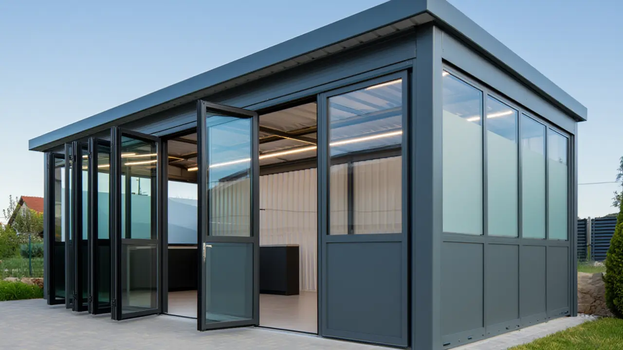 Carport untuk 2 Mobil dengan Pintu Lipat Wide (Foto: Reve Art AI)