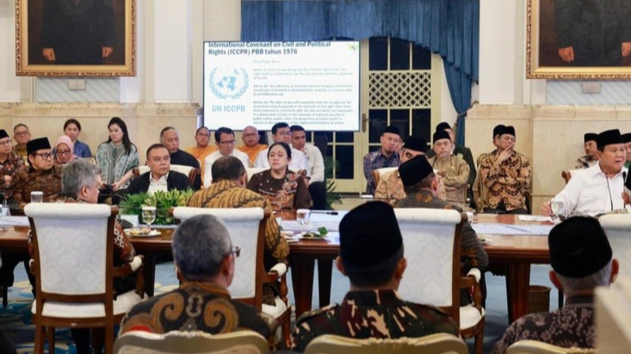 Ketua DPR RI Puan Maharani menghadiri pertemuan tokoh bangsa yang dipimpin Presiden Prabowo Subianto di Istana Negara