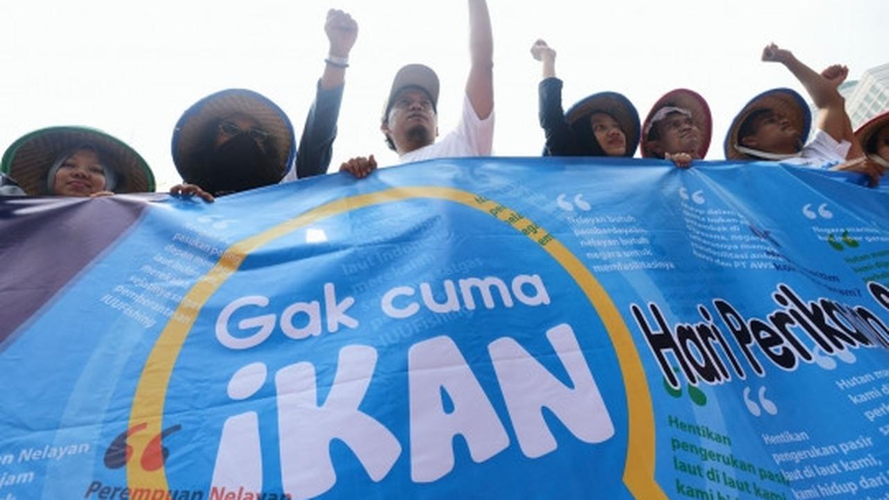 Aksi aktivis gelar peringatan Hari Perikanan Sedunia di HI