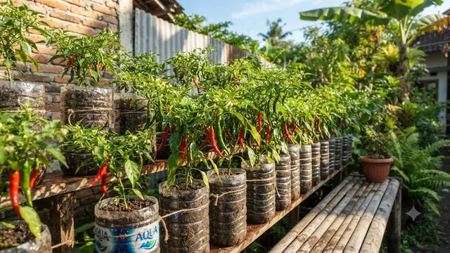 Kebun Cabai di Botol Bekas