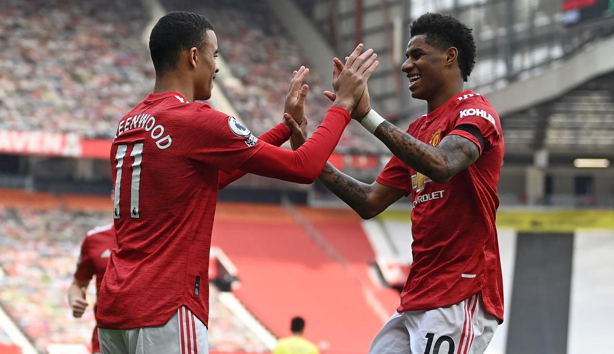 Manchester United mendominasi posisi 5 besar pemain paling bernilai di lima liga top Eropa yang dikeluarkan oleh CIES Football Observatory melalui studinya. Beberapa variabel yang dinilai adalah usia, performa, nilai ekonomi klub sang pemain dan inflasi. (AFP/Garteh Copley/Pool)