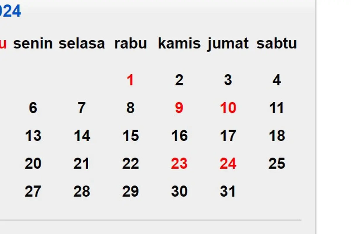 kalender cuti bersama dan libur nasional Mei 2024