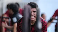 Ekspresi pemain Timnas Indonesia U-20, Ferre Murari saat melakukan latihan fisik di GBK Empire Fit Club, Senayan, Jakarta, Rabu (15/05/2024). (Bola.com/Bagaskara Lazuardi)