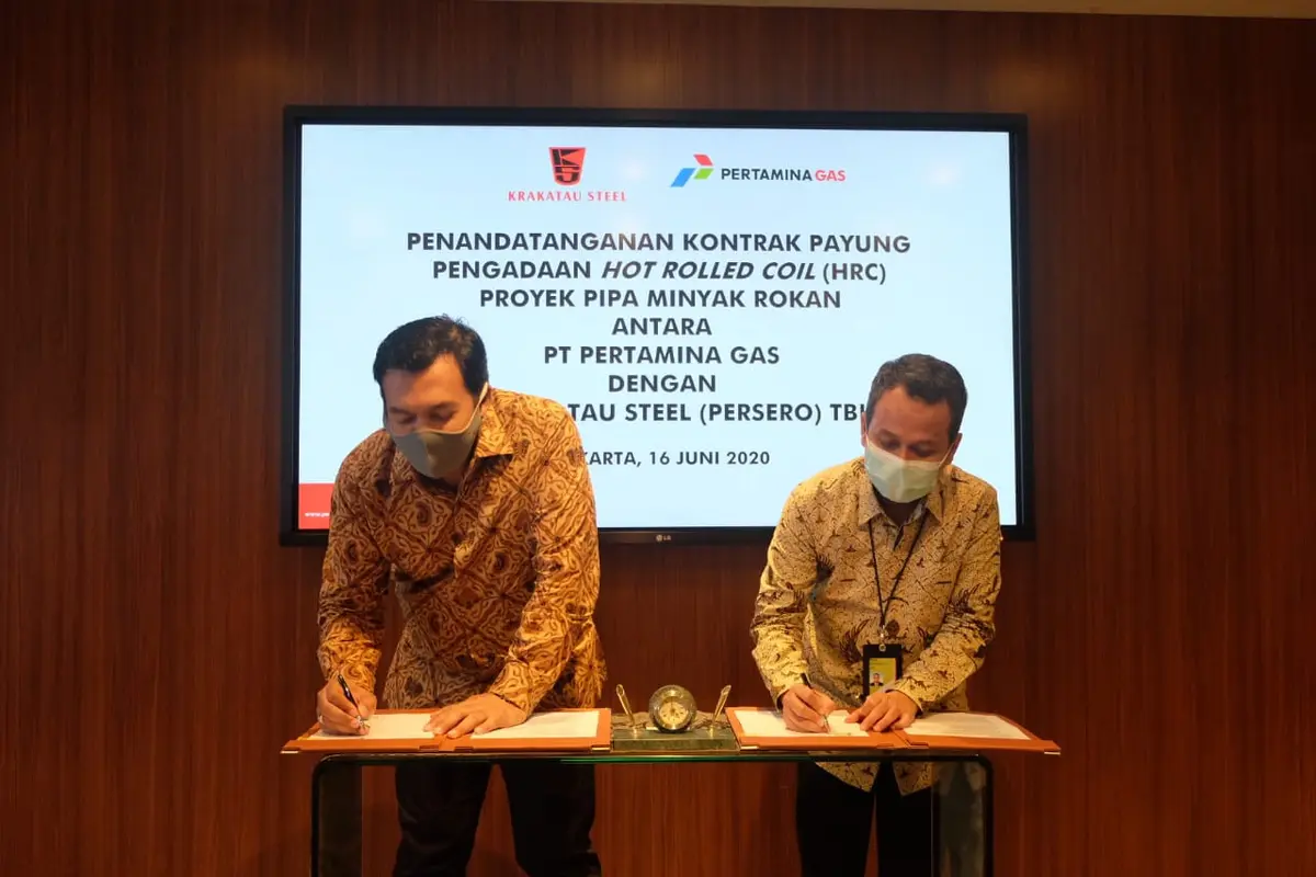 Pertagas gandeng PT Krakatau Steel (Persero) Tbk untuk pengadaan material pipa dari material produk baja Hot Rolled Coil (HRC) Blok Rokan.