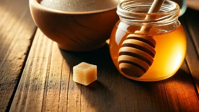 illustrasi madu dan gula