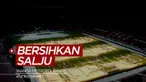 Berita video cara menarik membersihkan salju di Stadion Wanda Metropolitano, kandang dari Atletico Madrid.
