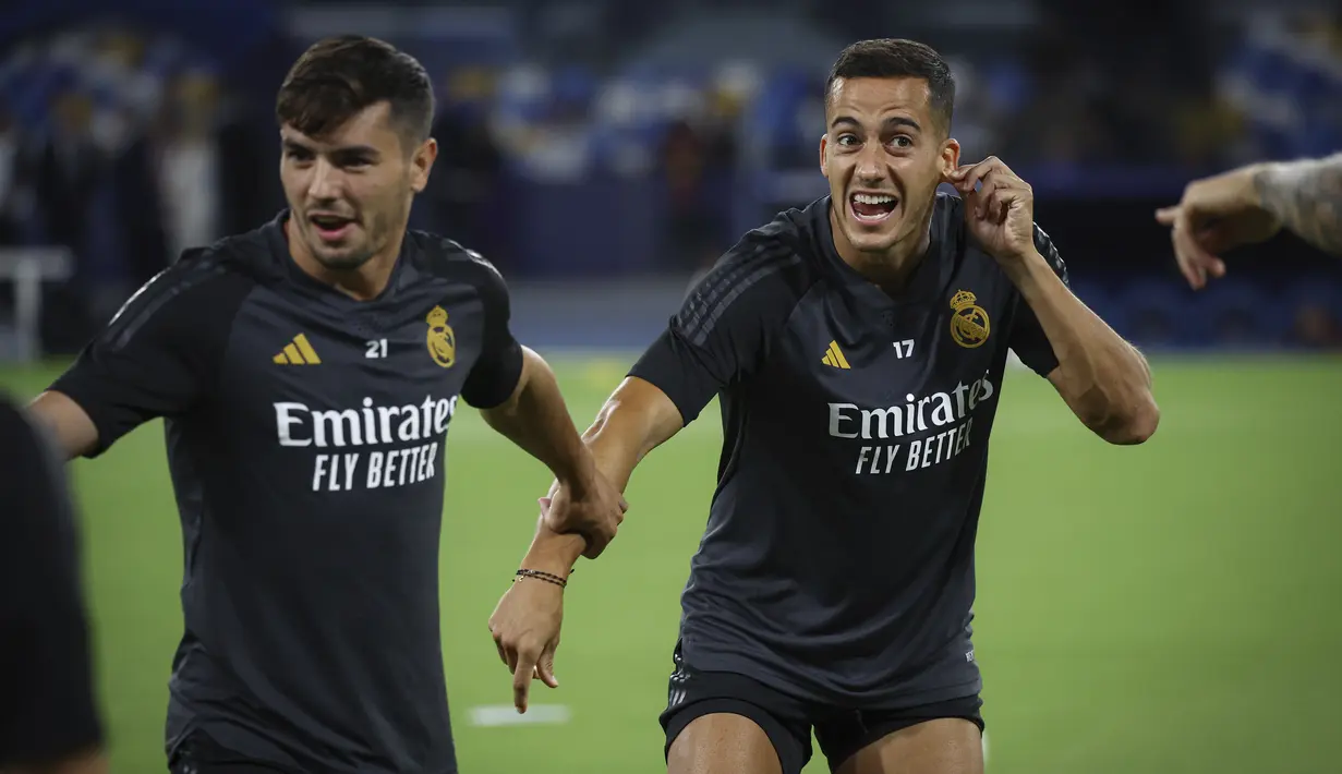Laga Napoli vs Real Madrid dalam lanjutan Liga Champions Grup C matchday kedua akan dihelat di Stadion Diego Armando Maradona, Rabu 4 Oktober 2023, pukul 02.00 WIB. (Alessandro Garofalo/LaPresse via AP)