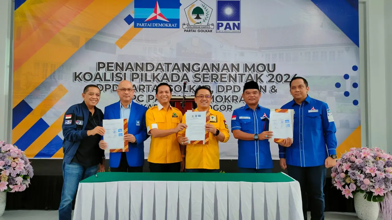 Partai Golkar, PAN dan Demokrat sepakat mengusung Jaro Ade pada Pilkada Bogor 2024. (Istimewa)