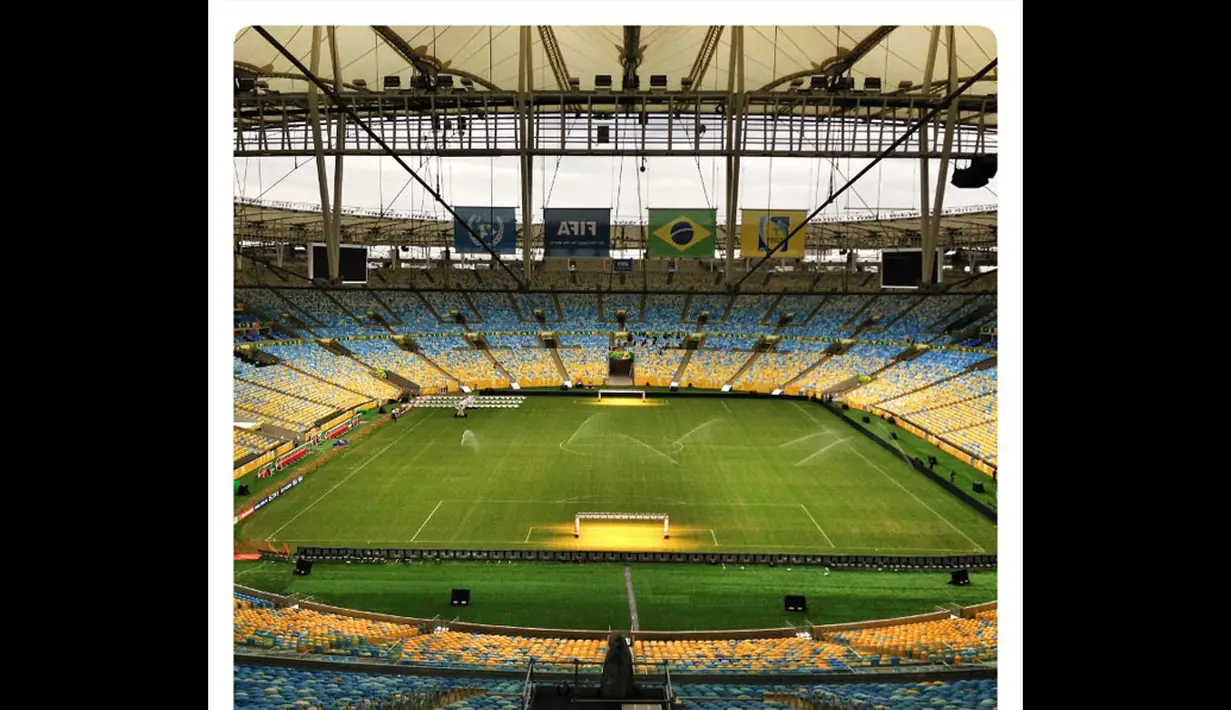 Stadion Maracana, stadion kebanggan kota Rio de Janeiro. Stadion ini akan menjadi tempat berlaga konstentan Piala Dunia 2014 (AFP PHOTO / VOISHMEL)