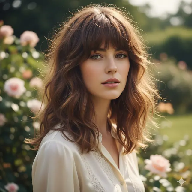 Birkin bangs dengan Tekstur Wavy (Gemini AI)