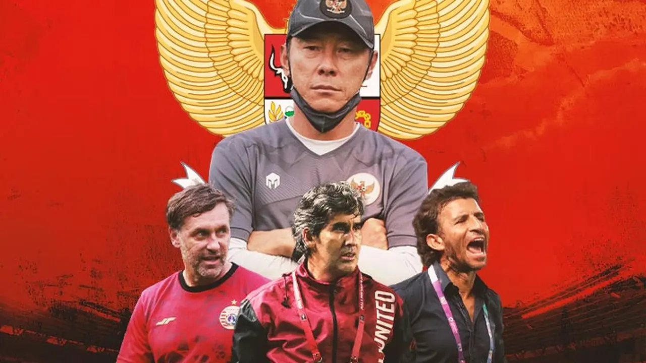 Timnas Indonesia - Shin Tae-yong Diapit Luis Milla, Thomas Doll, dan Teco