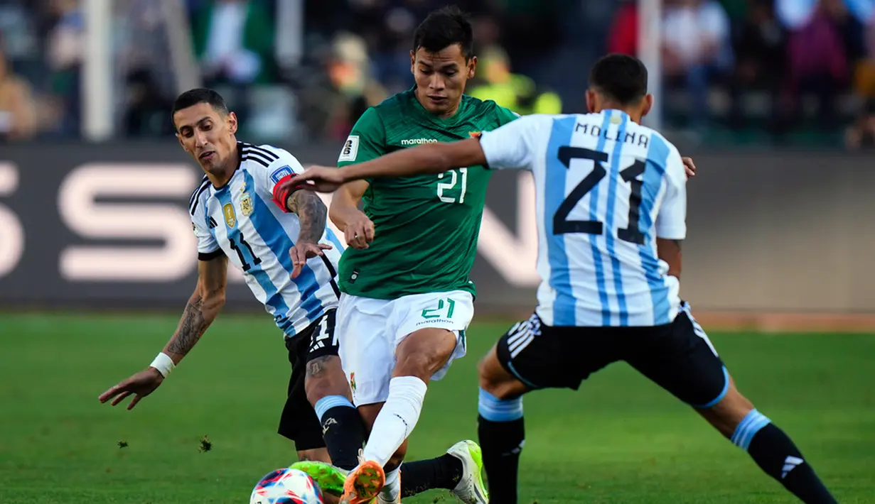 Nomor punggung 10 di skuad Albiceleste dikenakan Angel Correa yang menjadi salah satu pemain pengganti. (AP Photo/Juan Karita)