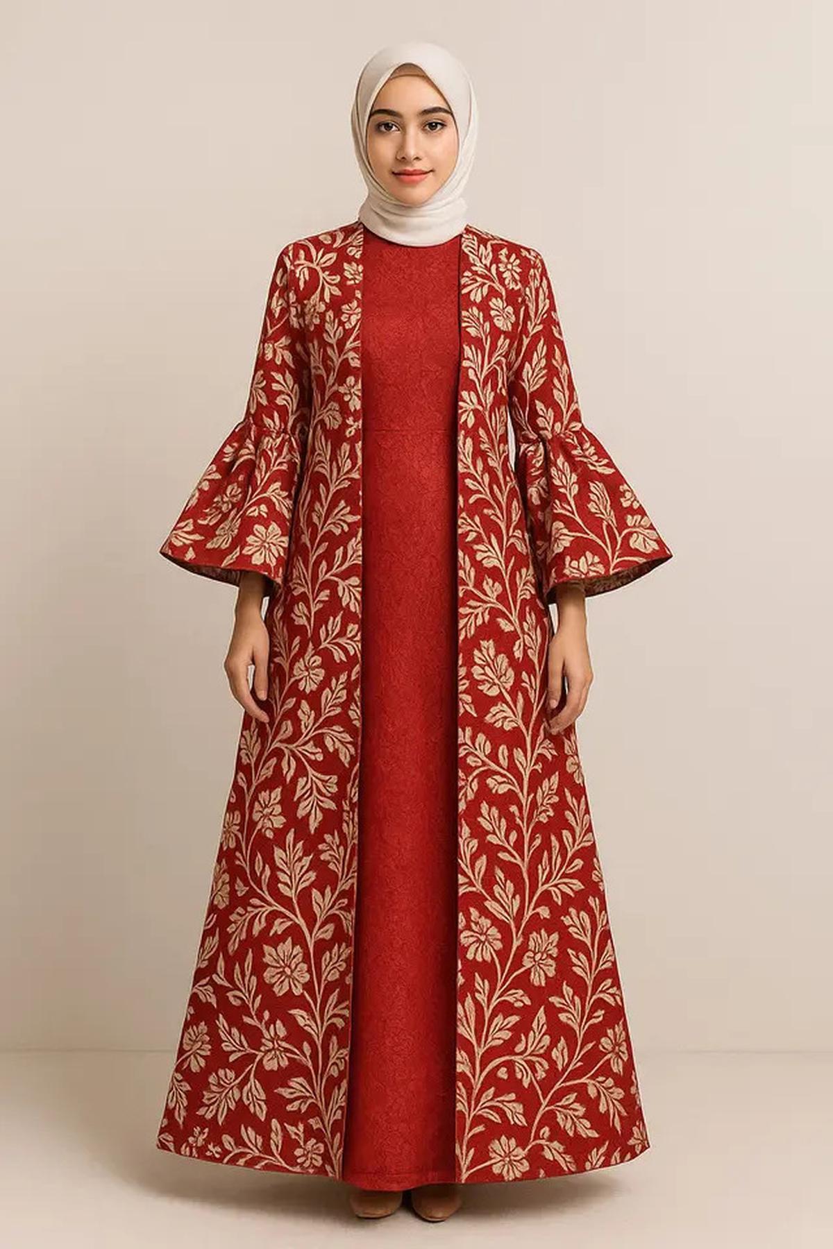 7 Model Gamis Brokat Kombinasi Outer Batik Panjang Tema 17 Agustus, Simpel dan Anggun di Perayaan HUT RI ke-80