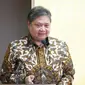 Ketua Umum DPP Partai Golkar Airlangga Hartarto dalam diskusi 'Golkar & Partai Tengah: Dialektika Partai Golkar dalam Transformasi Politik' yang digelar Golkar Institute, Jakarta, Selasa (28/3/2023). (Foto: Istimewa).