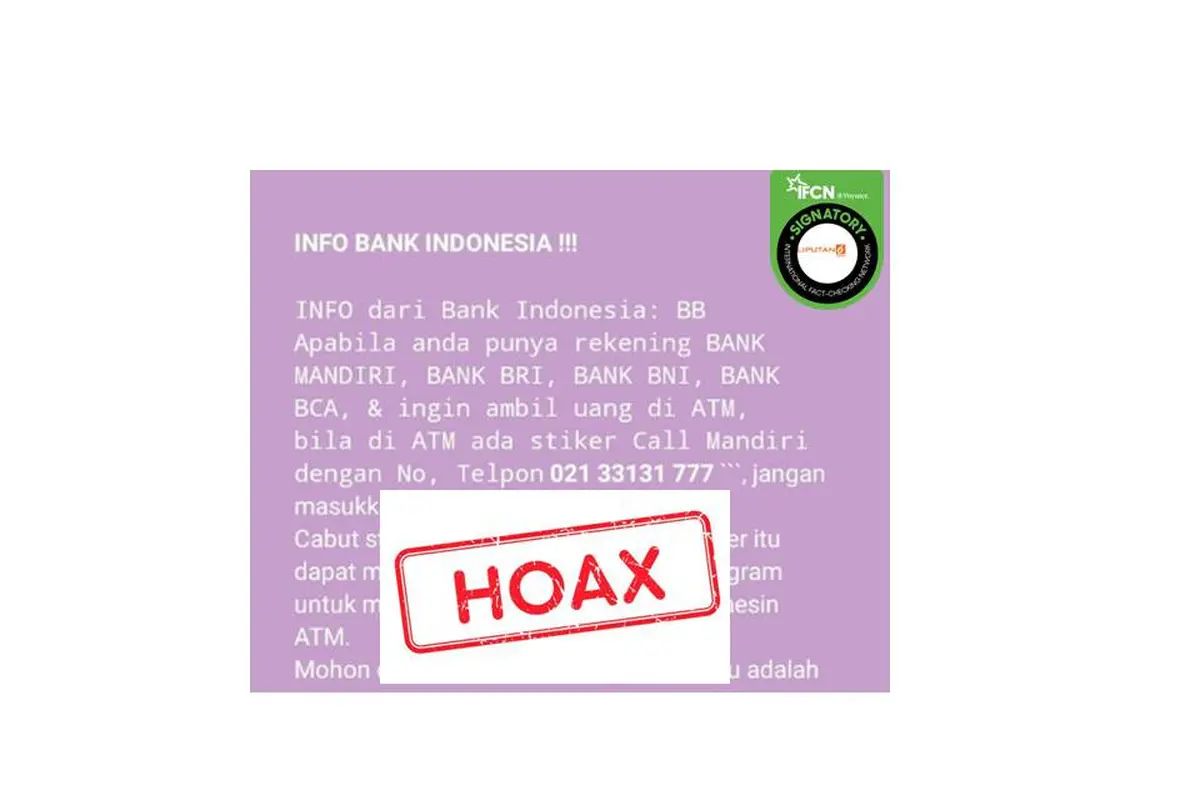 Cek fakta stiker ATM