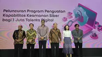 Indosat Ooredoo Hutchison, Mastercard Indonesia bersama Kominfo berupaya mencetak 1 juta talenta digital di bidang keamanan siber untuk mendukung ekonomi digital yang lebih aman. (Liputan6.com/ Agustin Setyo Wardani).