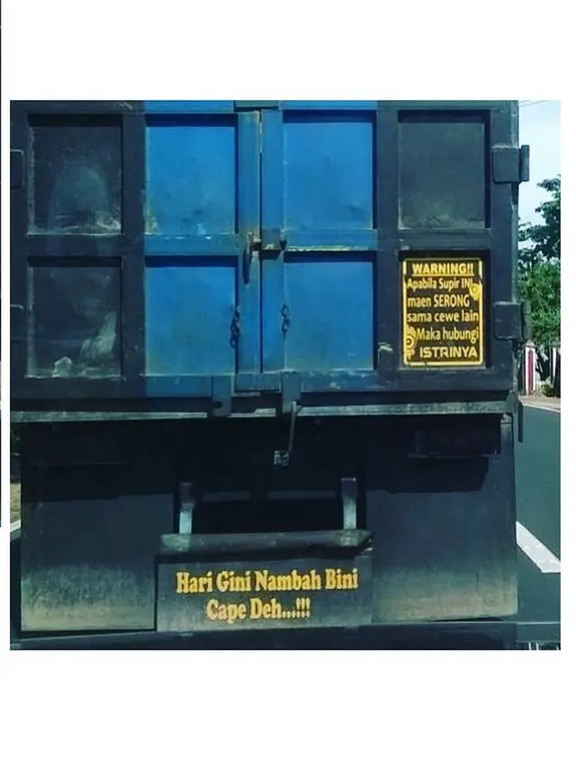 6 Tulisan di Belakang Truk Demi Istri Ini Romantis, Bikin Baper