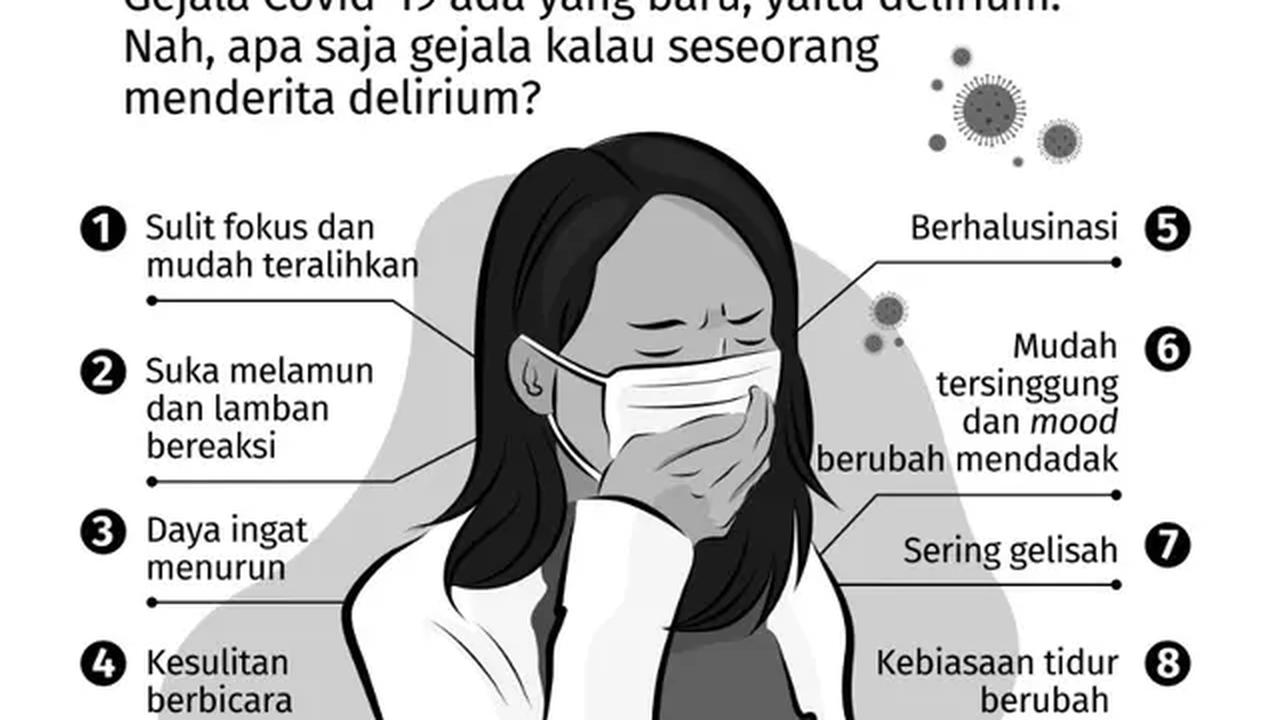 Infografis yang menyebut bahwa delirium merupakan gejala baru dari COVID-19, penyakit yang disebabkan Virus Corona SARS-CoV-2, tersebar di media sosial dan grup WhatsApp. (Sumber: Istimewa)