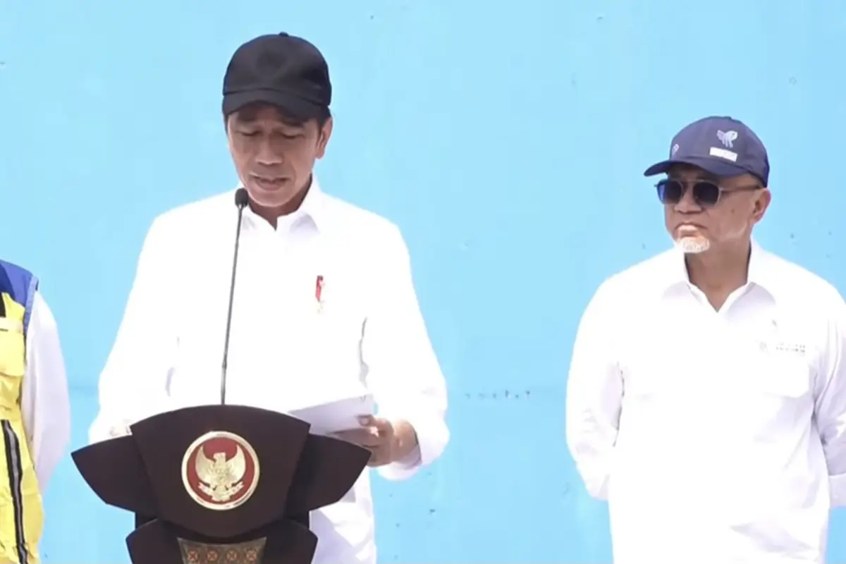 Presiden Joko Widodo saat meresmikan proyek SPAM di Bandar Lampung. Foto : (Istimewa).