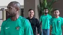 Kapten Timnas Indonesia, Boaz Solossa, dan kawan-kawan dilarang berbicara kepada wartawan saat berada di Hotel Aston Sentul, Jawa Barat, Rabu (14/12/2016). Indonesia akan menghadapi Thailand pada final Piala AFF. (Bola.com/Vitalis Yogi Trisna)