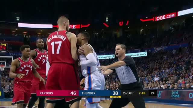 Berita video game recap NBA 2017-2018 antara Oklahoma City Thunder melawan Toronto Raptors dengan skor 124-107.